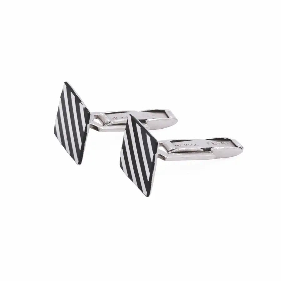 Silver and Black Sterling Silver Cuff Links