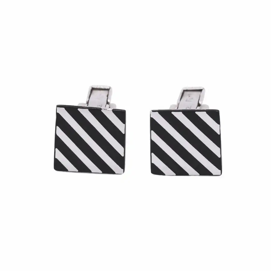 Silver and Black Sterling Silver Cuff Links - 1