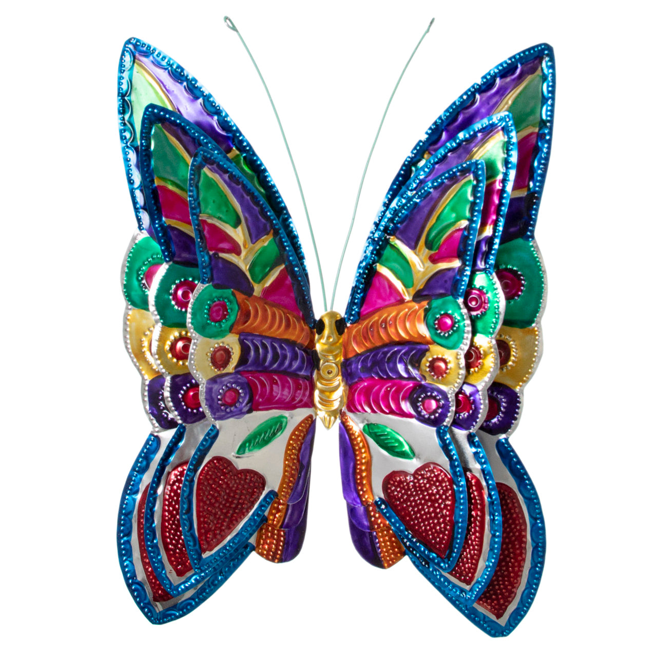 Hand-Painted Butterflies Set of 3 Milagro Tin Art