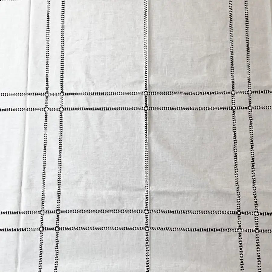 Squares Rectangular White Cotton Deshilado Tablecloth - 4