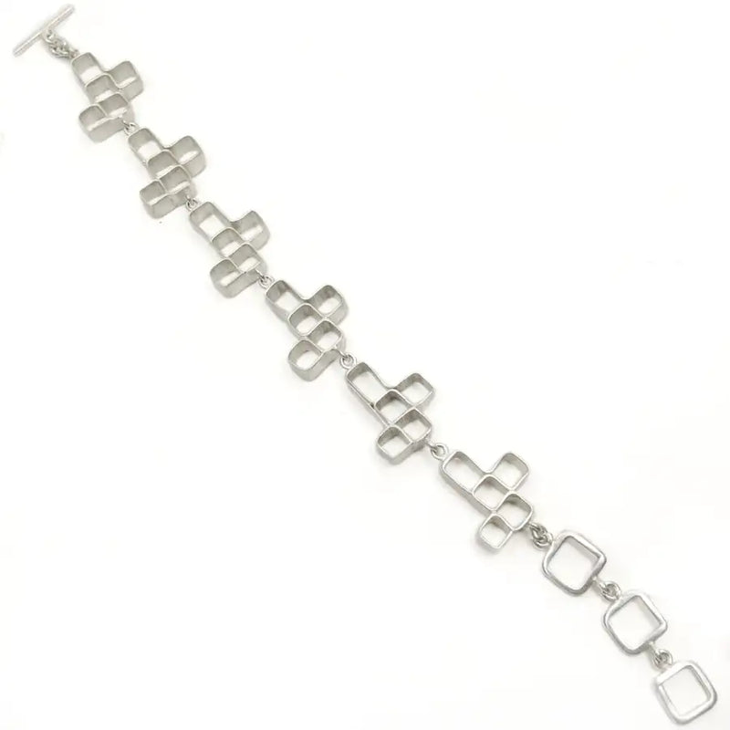 Sterling Silver Asymmetrical Squares Bracelet - Vitrales Collection