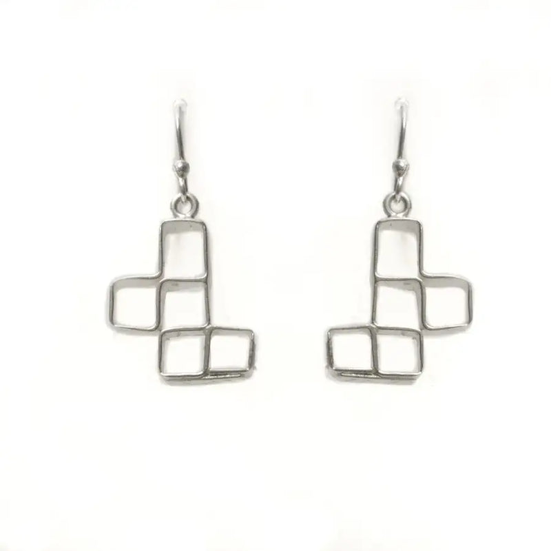 Sterling Silver Asymmetrical Squares Earrings - Vitrales Collection - 2