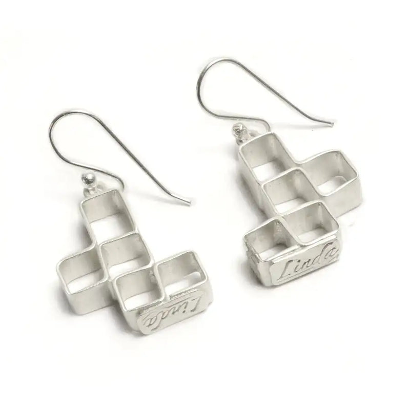 Sterling Silver Asymmetrical Squares Earrings - Vitrales Collection