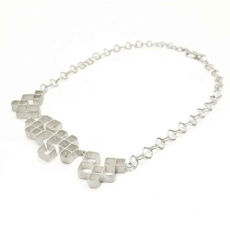 Sterling Silver Asymmetrical Squares Necklace - Vitrales Collection