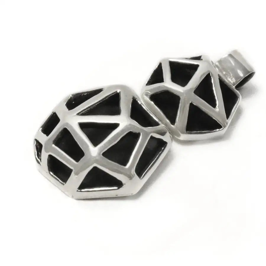 Sterling Silver Double Geometric Pendant - Structure Collection - 2