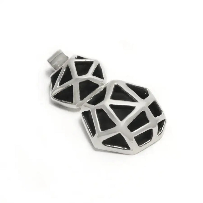 Sterling Silver Double Geometric Pendant - Structure Collection - 3
