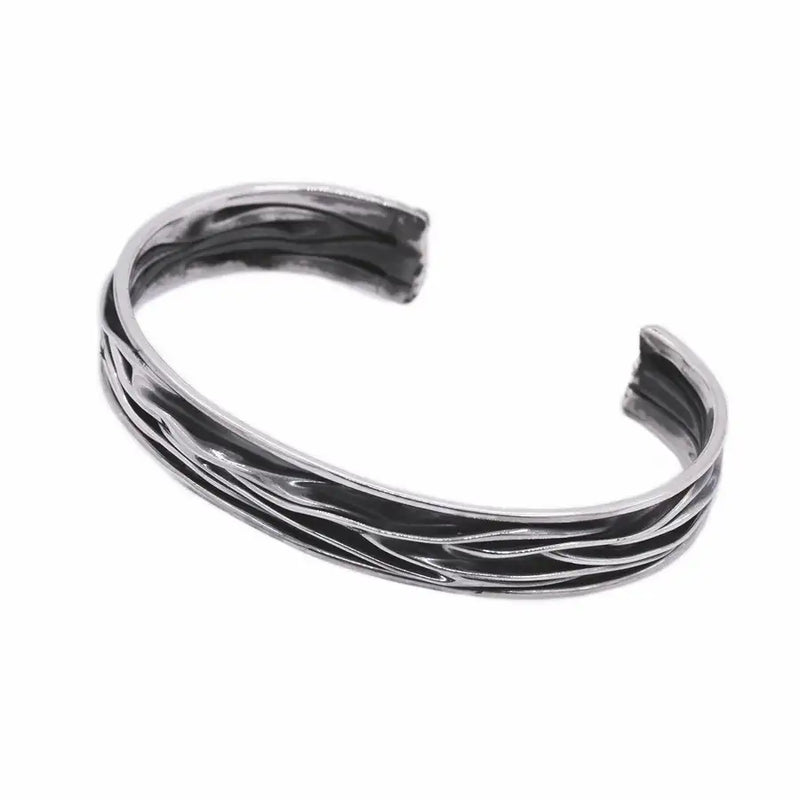 Sterling Silver Folds Narrow Cuff Bracelet - 2