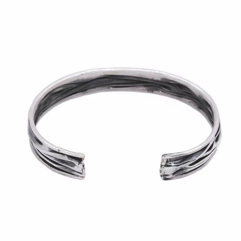 Sterling Silver Folds Narrow Cuff Bracelet - 3