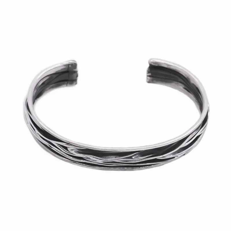 Sterling Silver Folds Narrow Cuff Bracelet - 1