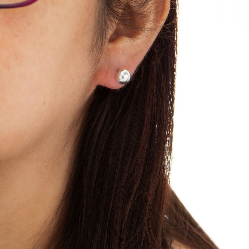 Sterling Silver Hemisphere Stud Earrings - 1