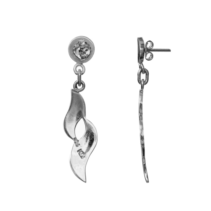 Sterling Silver Framed Swirl and Faux Stone Earrings
