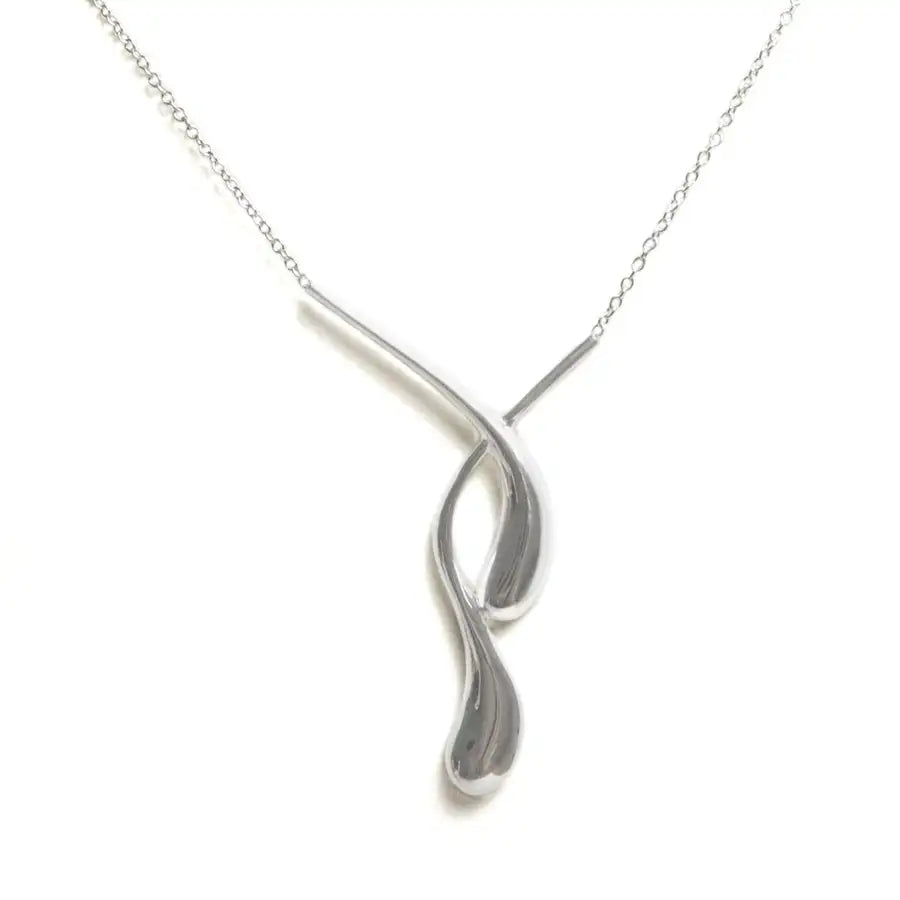 Sterling Silver Two Meeting Drops Necklace - Aqua Collection