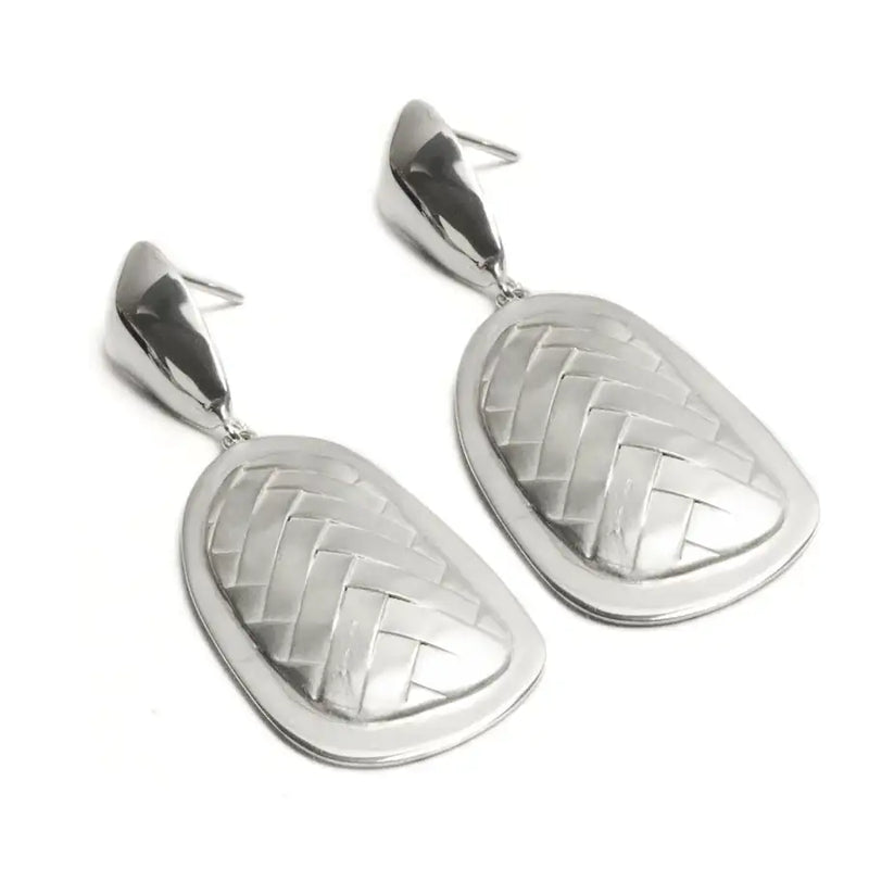 Sterling Silver Woven Detail Earrings - Entramado Collection - 1