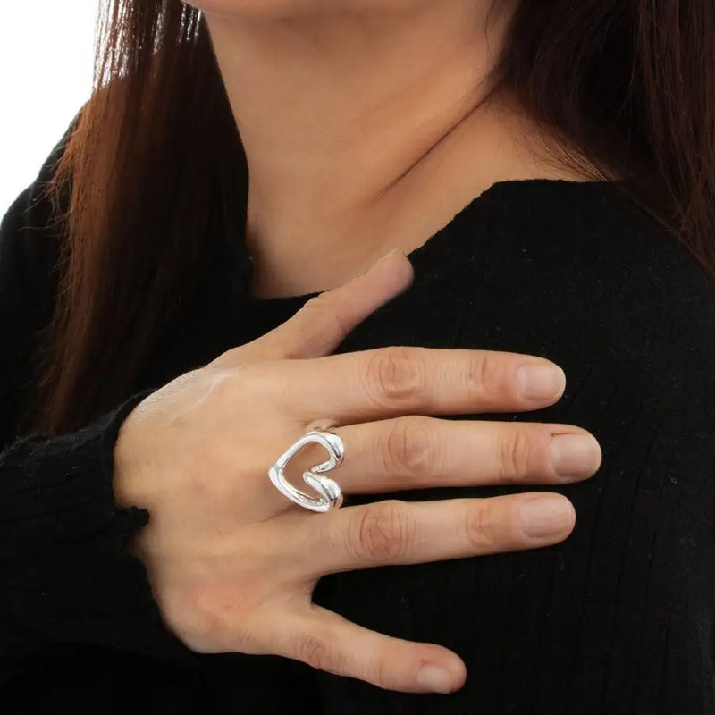 Sterling Silver Hand Drawn Heart Ring