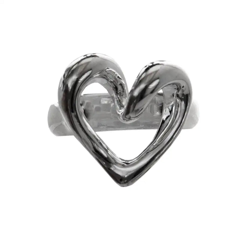 Sterling Silver Hand Drawn Heart Ring - 1