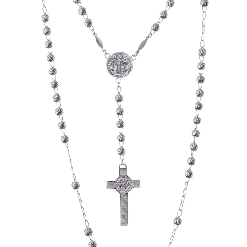 Sterling Silver Rosary Necklace - 5