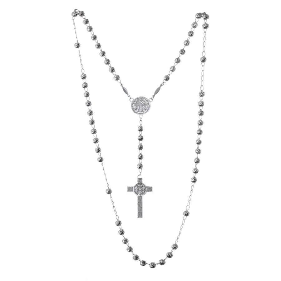 Sterling Silver Rosary Necklace - 6