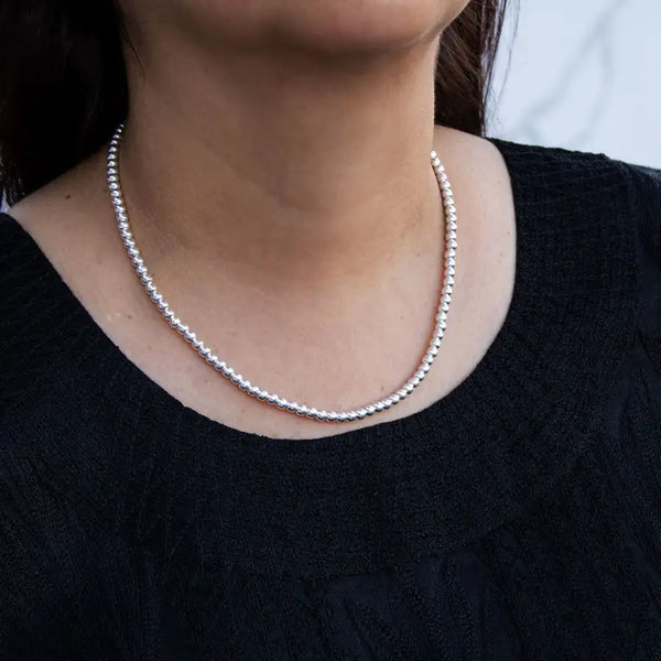 Sterling Silver Timeless Ball Chain Choker Necklace- 16"