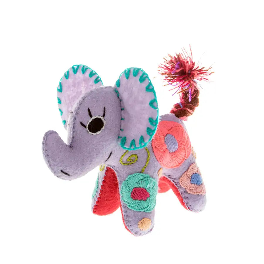 Elephant Hand-Embroidered Stuffed Animal - 6