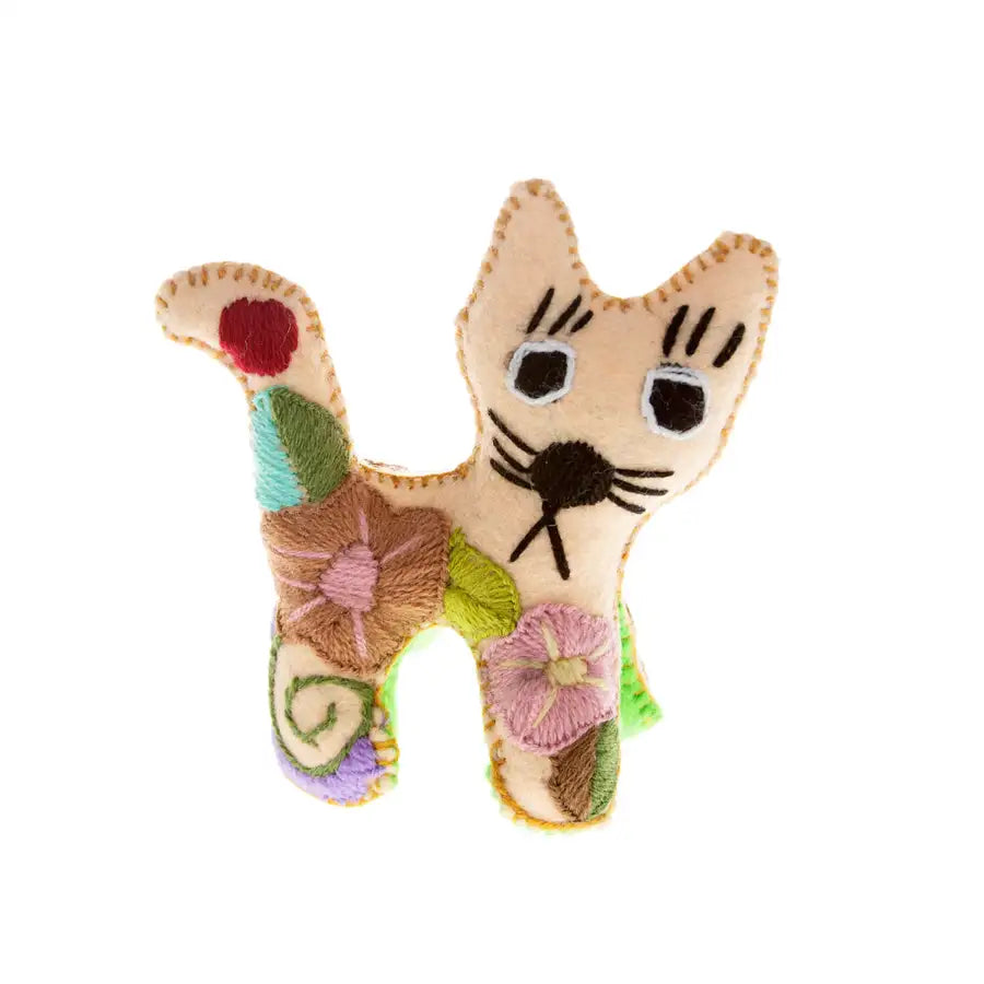 Cat Hand-Embroidered Stuffed Animal - 6