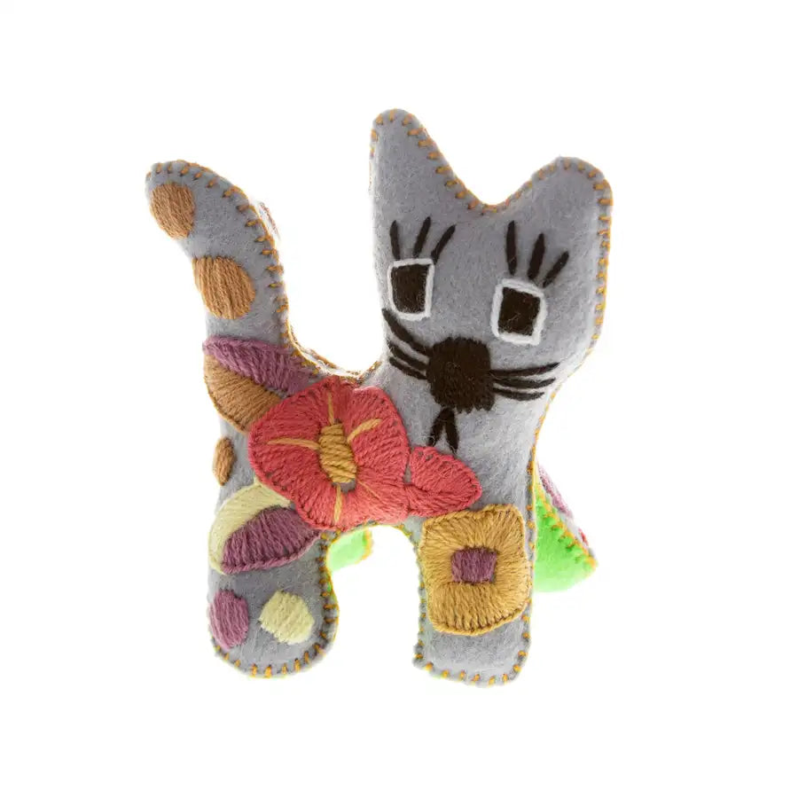 Cat Hand-Embroidered Stuffed Animal - 9