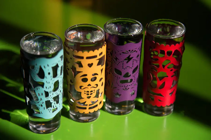 Colorful Faux Leather Cover Tequila Shot Glass - 2