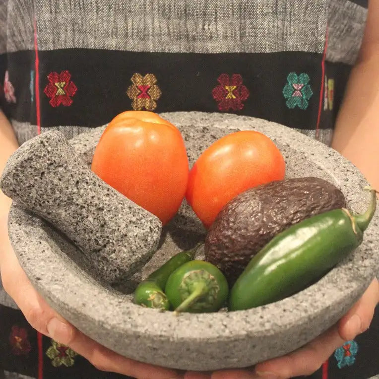 Volcanic Stone Molcajete with Wooden Base - 4