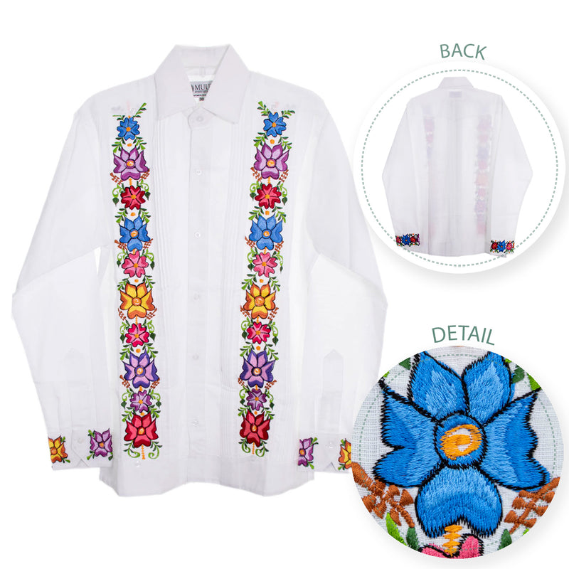 Embroidered Flower Long Sleeve Shirt - Ready to Wear