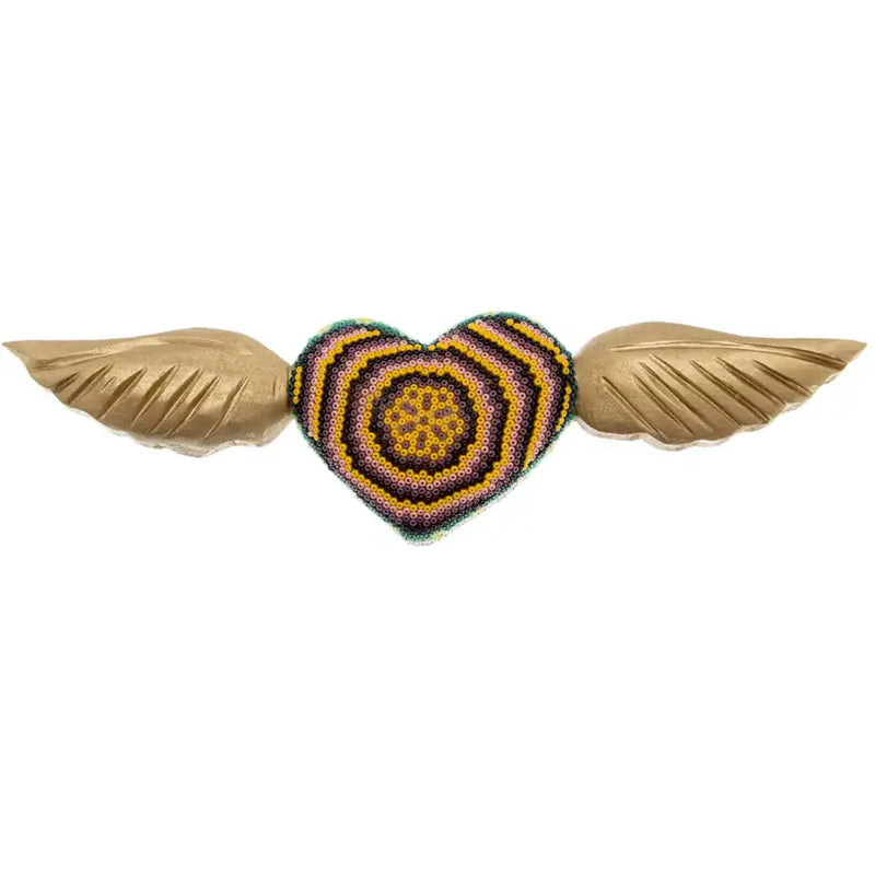  Wixárika Art Golden Winged Hearts - 7