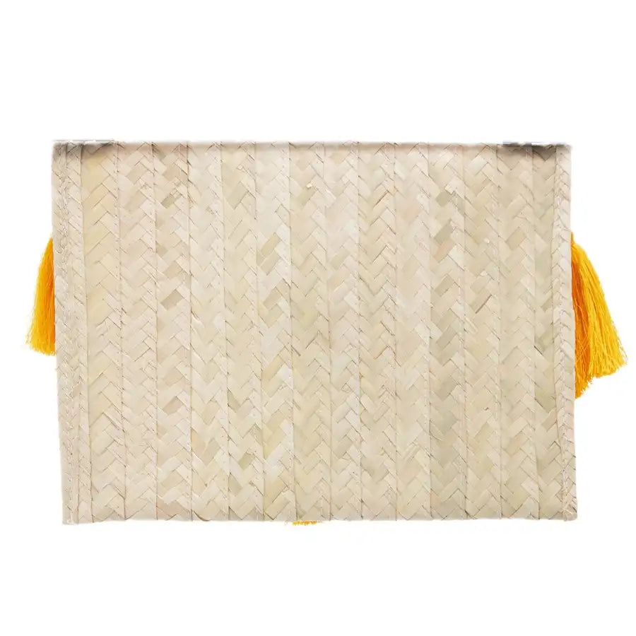 Tassels and Flower Woven Palm Clutch - 8