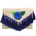Tassels and Flower Woven Palm Clutch - 2