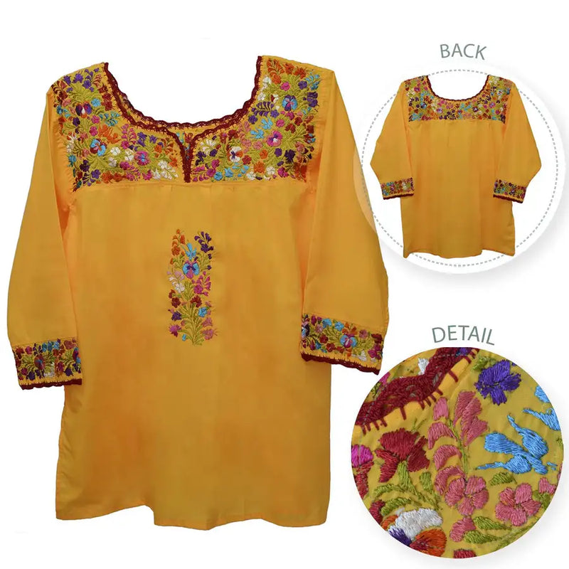 Camila Hand-Embroidered 3/4 Sleeve Blouse - 12