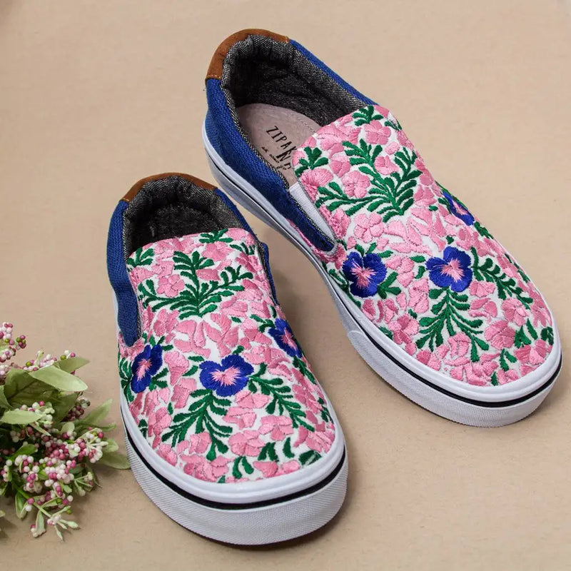 San Antonino Pink Floral Embroidery Sneakers