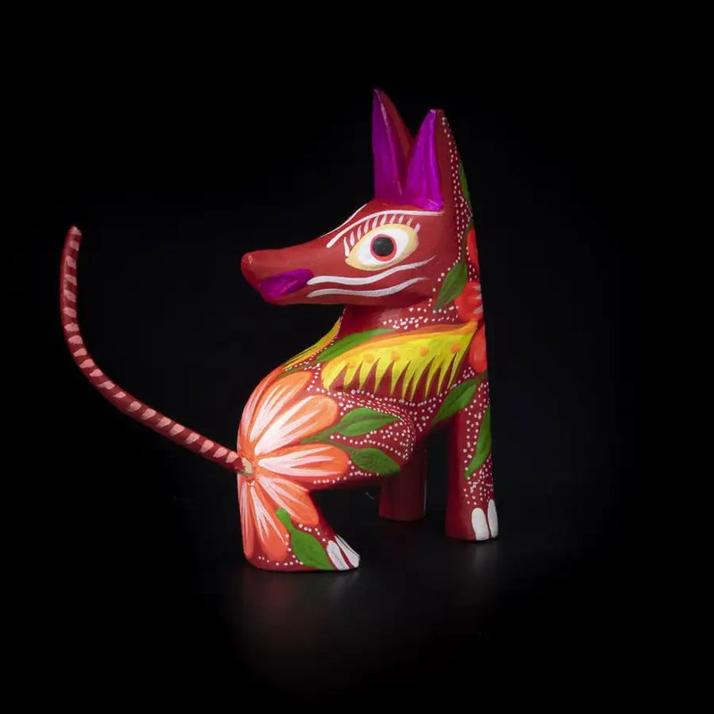 Hand Painted Coyote Wooden Figurine - 24