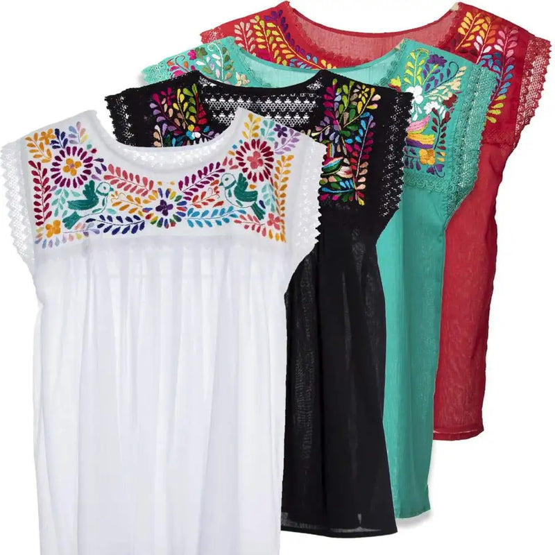 Mitla Hand Embroidered Manta Long Blouse - 1