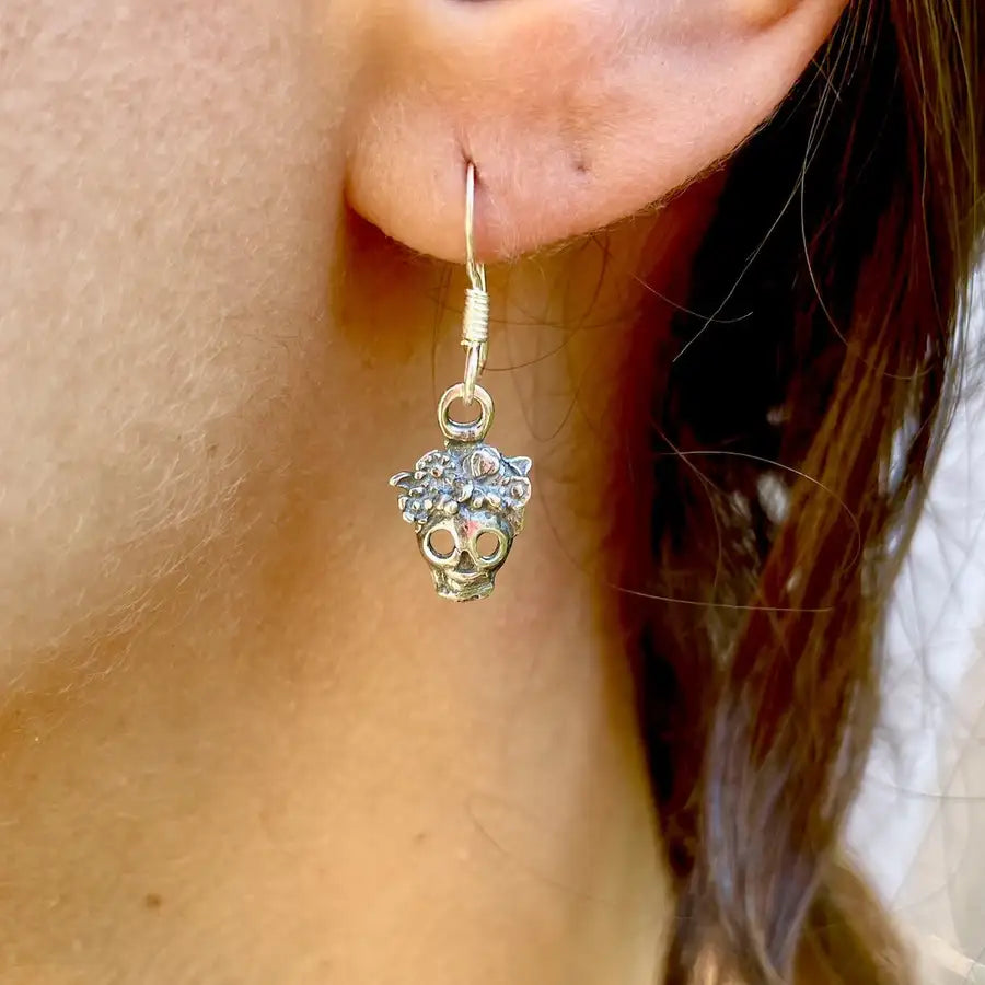 Sterling Silver Mini Calavera Earrings and Pendant (Set Sold Individually)