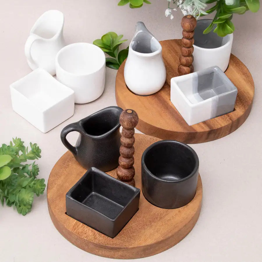 Parota and Ceramic Tea and Coffee Service