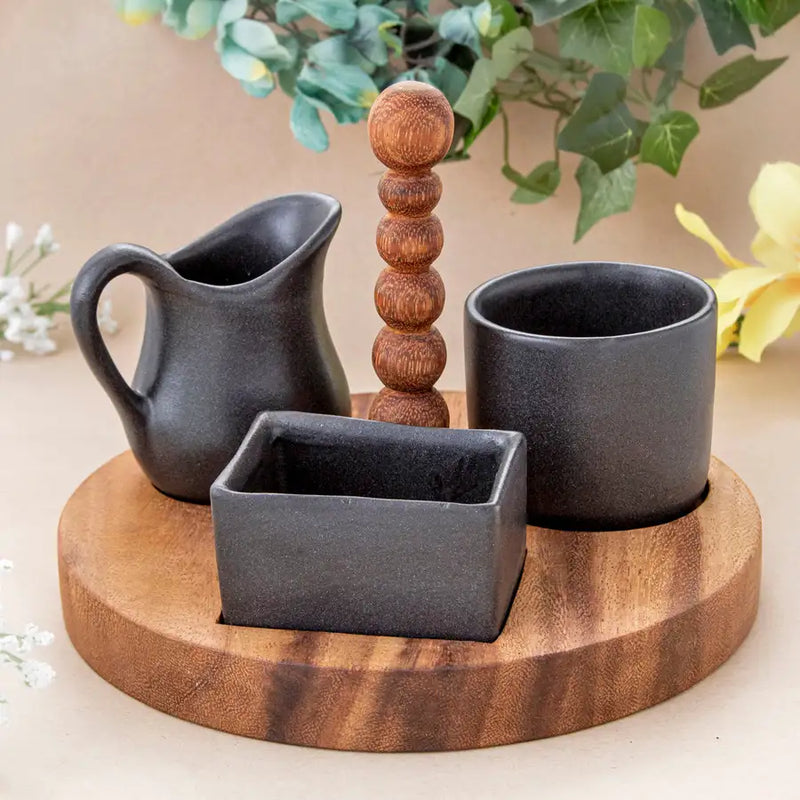 Parota and Ceramic Tea and Coffee Service