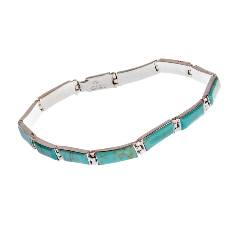 Sterling Silver Faux Mexican Turquoise Earrings, Necklace, and Bracelet Set
