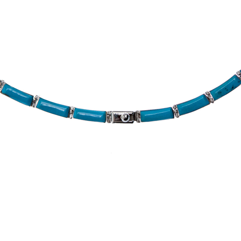 Sterling Silver Faux Kingman Turquoise Earrings, Necklace, and Bracelet Set