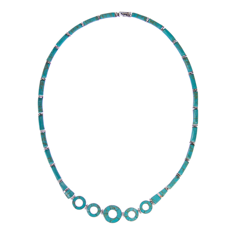 Sterling Silver Faux Mexican Turquoise Earrings, Necklace, and Bracelet Set