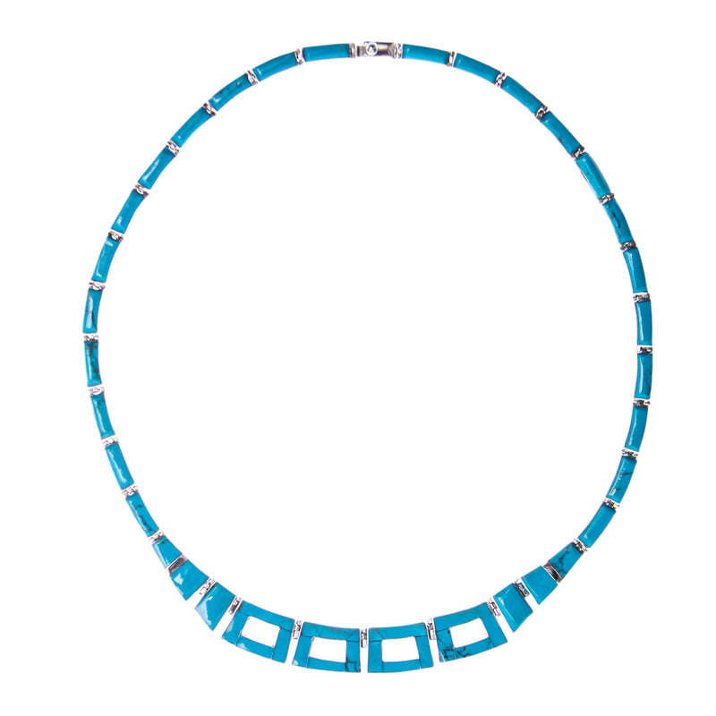 Sterling Silver Faux Kingman Turquoise Earrings, Necklace, and Bracelet Set