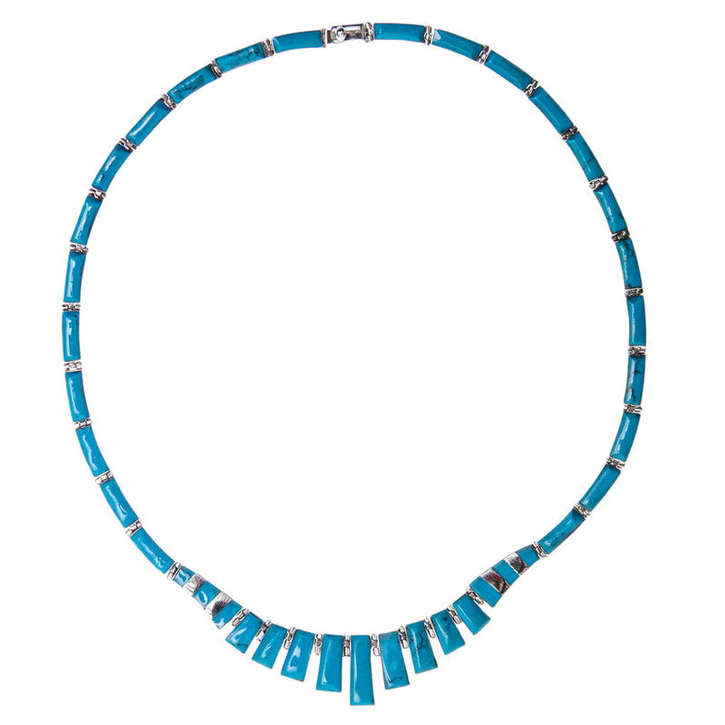 Sterling Silver Faux Kingman Turquoise Earrings, Necklace, and Bracelet Set