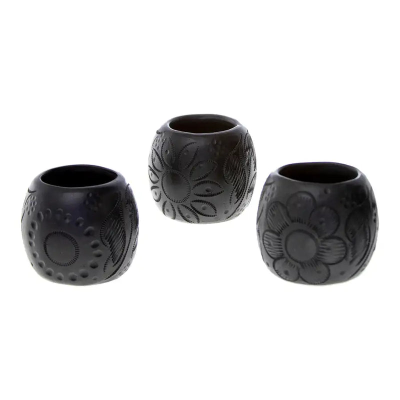 Barro Negro, Black Clay, Carved Shot Glass - 1