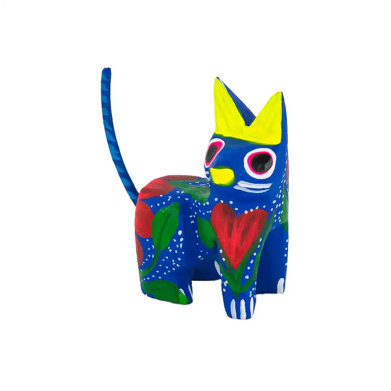 Hand Painted Sitting Cat Wooden Figurine - 18