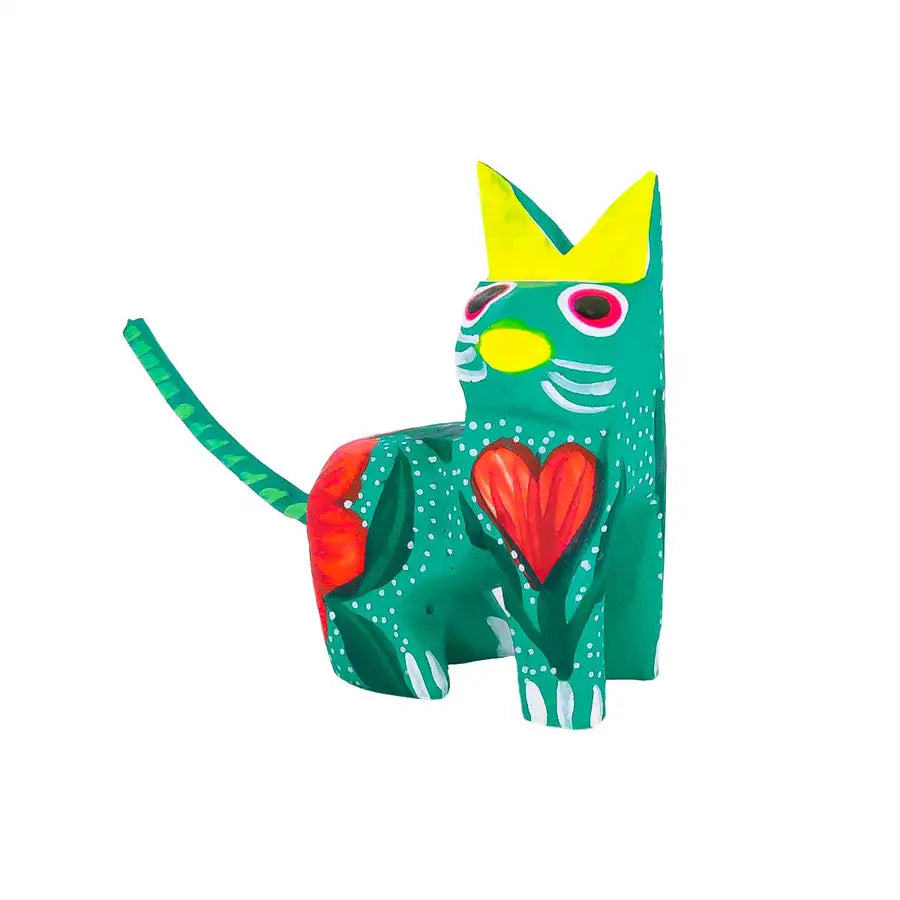 Hand Painted Sitting Cat Wooden Figurine - 20
