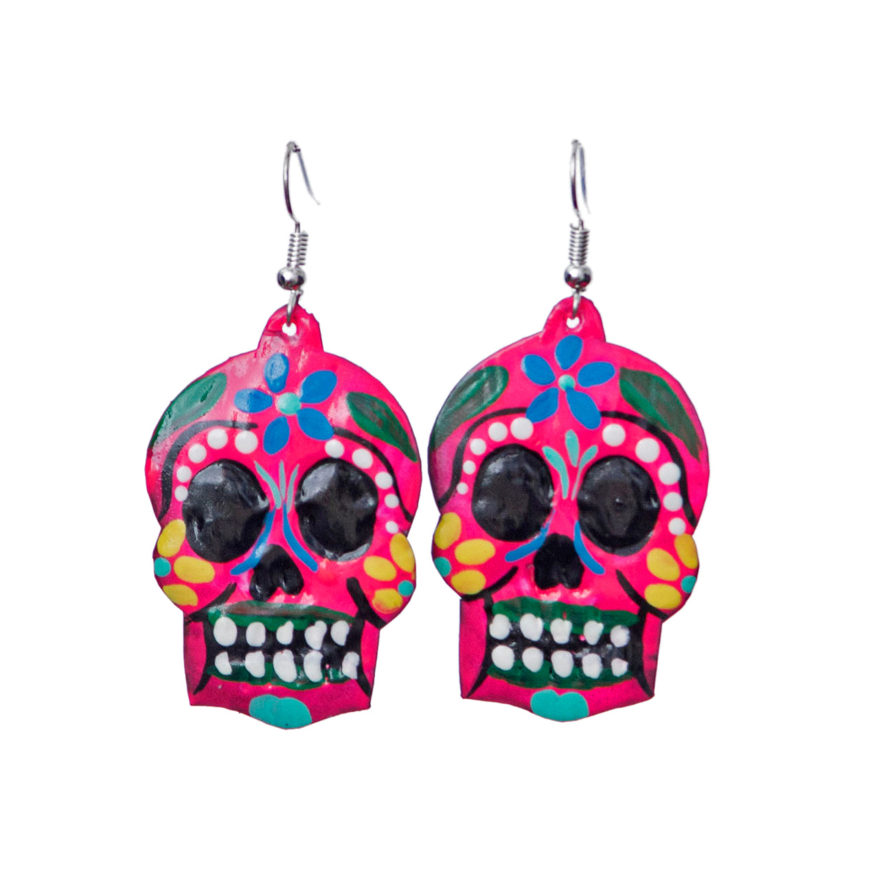 Hand-Painted Sugar Skull Calavera Earrings