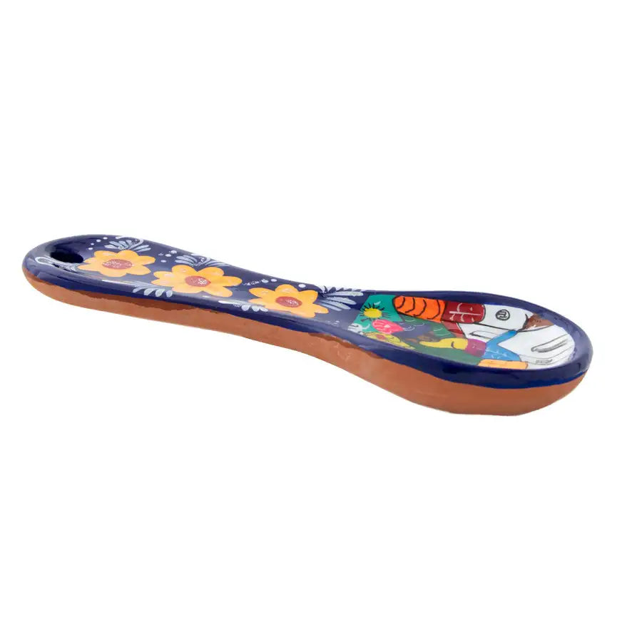 Hand-Painted Xalitla Clay Decorative Spoon Rest - 7