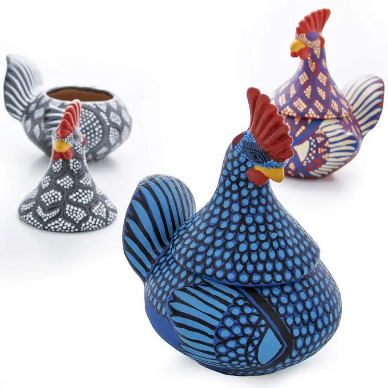 Hand Painted Clay Chicken Bowl with Lid - 2