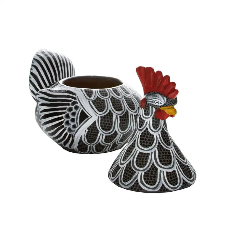 Hand Painted Clay Chicken Bowl with Lid - 3